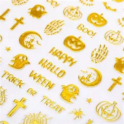 Halloween klistermærker i guld, selvklæbende og ultratynde, R233, GNB